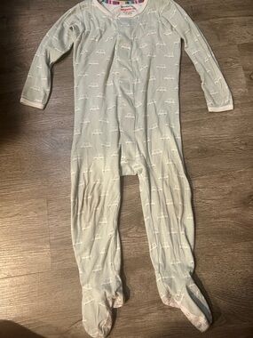 Magnetic Me 18-24 Months Sage Green Car-Print Footed One-Piece